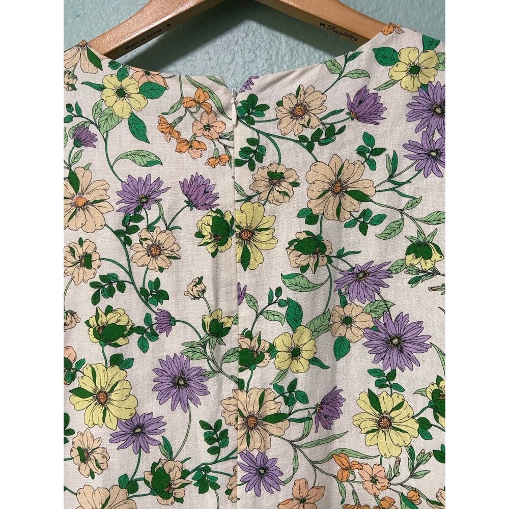 NWT Loft Women's Floral Linen Blend Long Sleeve Shift‎ Dress Size 14 - Picture 9 of 11